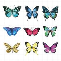 watercolor butterfly set, vector illustration