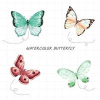 watercolor butterfly set, vector illustration