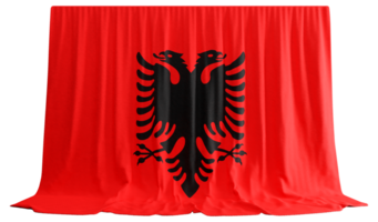 albanés bandera cortina en 3d representación Costura albanés patrimonio png