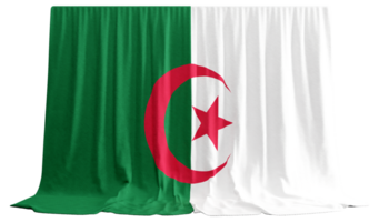 Algerian Flag Curtain in 3D Rendering Resilience in Algerian Colors png