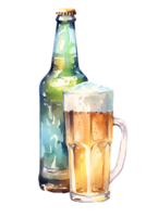 cerveza vaso bebida acuarela clipart ai generado png