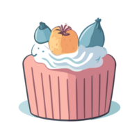 Cupcake with fruit. Illustration in a flat style. png