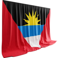 antiguanisch und Barbudan Flagge Vorhang im 3d Rendern Farben von Zusammengehörigkeit png