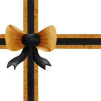 nero nastro arco con oro strisce isolato su trasparente sfondo png