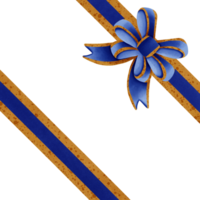 bleu ruban arc avec or rayures isolé sur transparent Contexte png
