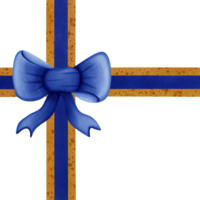 blu nastro arco con oro strisce isolato su trasparente sfondo png