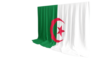 Algerian Flag Curtain in 3D Rendering Resilience in Algerian Colors png