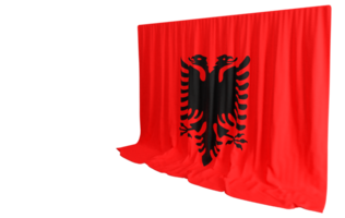 albanés bandera cortina en 3d representación Costura albanés patrimonio png