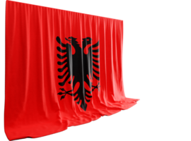 Albanees vlag gordijn in 3d renderen het weven Albanees erfgoed png