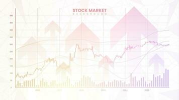 Successful stock market statistical information with up arrows. Financial bar chart, yield curves, candlestick chart, bond data, and upward-sloping graph on white background vector