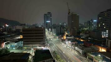 Timelapse of night Seoul with cars on motorway, South Korea video