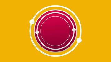 Abstract colorful circles on yellow background. Round animation shapes video