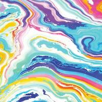 Liquid marble watercolor with cyan, purple, and gold lines. colorful multicolored marble surface, curved lines background design vector