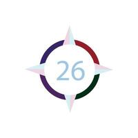 a colorful, circular logo with the number 26 vector