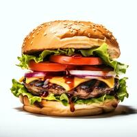 burger product photography white background photo