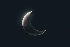 a crescent moon is shown in the dark sky generative AI photo