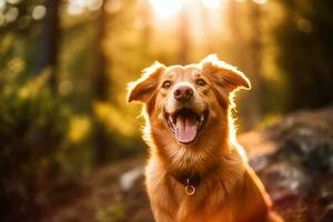 a dog sitting in the sun with its mouth open generative AI photo