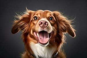 a dog with its mouth open on a black background generative AI photo