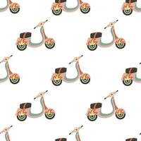 Seamless pattern motor scooter vintage vector