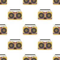 Seamless pattern Tape recorder Retro mixtape vector