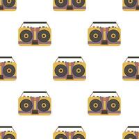 Seamless pattern Tape recorder Retro mixtape vector