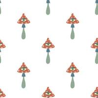 Seamless pattern with Retro Groovy Mushroom with eye vector
