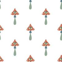 Seamless pattern with Retro Groovy Mushroom with eye vector