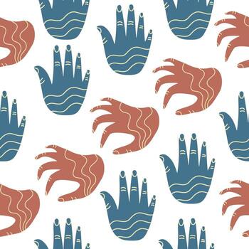 Seamless pattern with hands boho vector