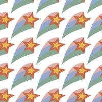 Seamless pattern with rainbow and flying stars vector