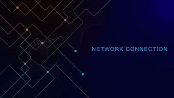 Network connection concept. Abstract geometric with connecting dots lines and wave flow. Global network connection and digital communication technology background. Vector illustration.