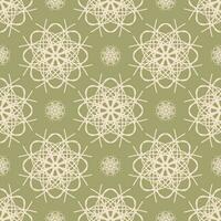 Vector seamless vintage pattern of abstract lace flowers on green background