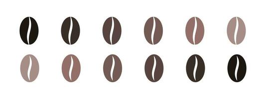 Coffee bean set. Brown coffee bean icons. Vector scalable graphics