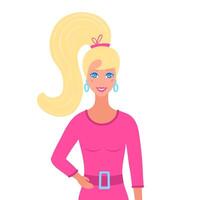 B doll girl for kids, toy. Pretty woman. Illustration for printing, backgrounds and packaging. Image can be used for greeting cards, posters, stickers and textile. Isolated on white background. vector