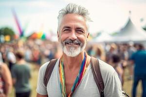 attractive mature man at the festival . photo