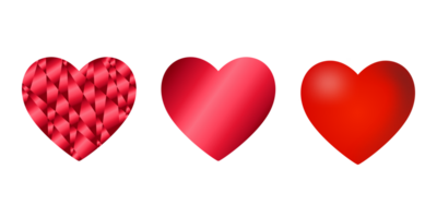 collection of three red hearts png