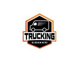 Business logo logistic truck design trailer transport, express cargo delivery company template idea vector
