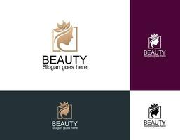 Beauty logo with woman inside circle style and business card design template, flower, logo, woman, Premium Vector