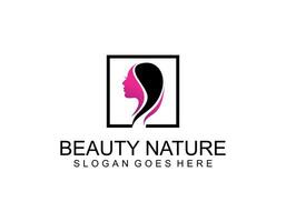 Woman logo with modern beauty style and business card design, natural beauty Premium Vector