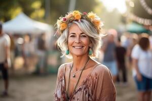 attractive mature woman at the festival. photo