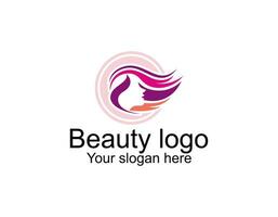 circle beauty Natural women face logo design inspiration vector