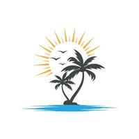 Palm tree summer logo template vector