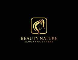 woman face with leaf style stylized beauty salon logo vector