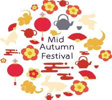 happy mid autumn traditional festival vector