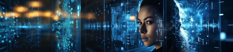 Business and Data Protection, Biometric security identify, face recognition online. photo