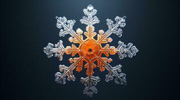 macro view of snowflake illustration fallen snow. Generative AI photo