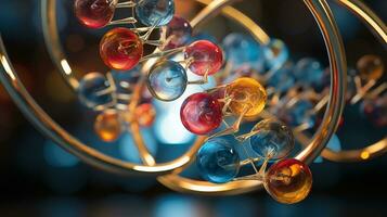 macro view molecule of DNA illustration. Generative AI photo