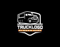 Dump truck logo industry. Tipper truck logo. Trucking company premium ready made logo template set vector isolated. Perfect logo for trucking and freight