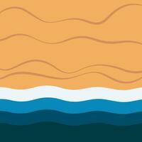 Sea waves sandy shore top view. Summer beach background vector template