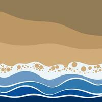 Sea waves sandy shore top view. Summer beach background vector template
