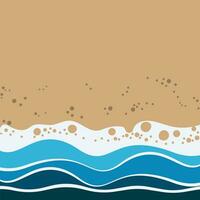 Sea waves sandy shore top view. Summer beach background vector template